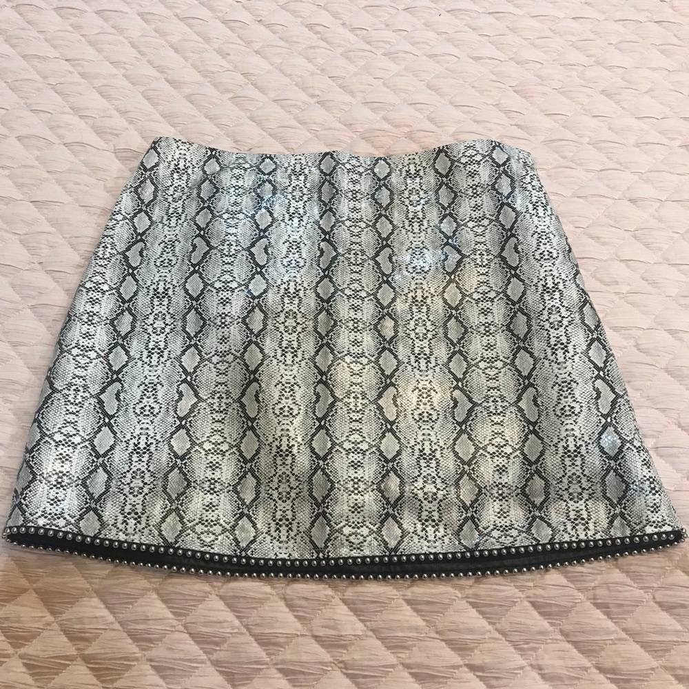 snake print mini skirt